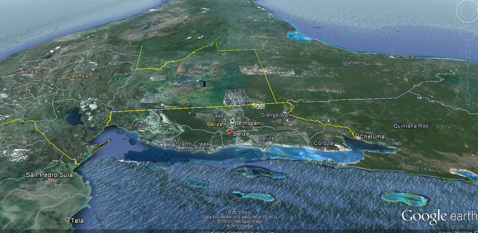 Belize terre carte